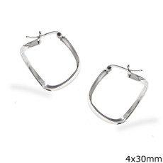 Silver Earrings Hoops Square